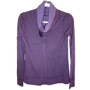 Lululemon Reversible Pullover Long Sleeve Purple Stripe In A Cinch Cowl Neck Sz4